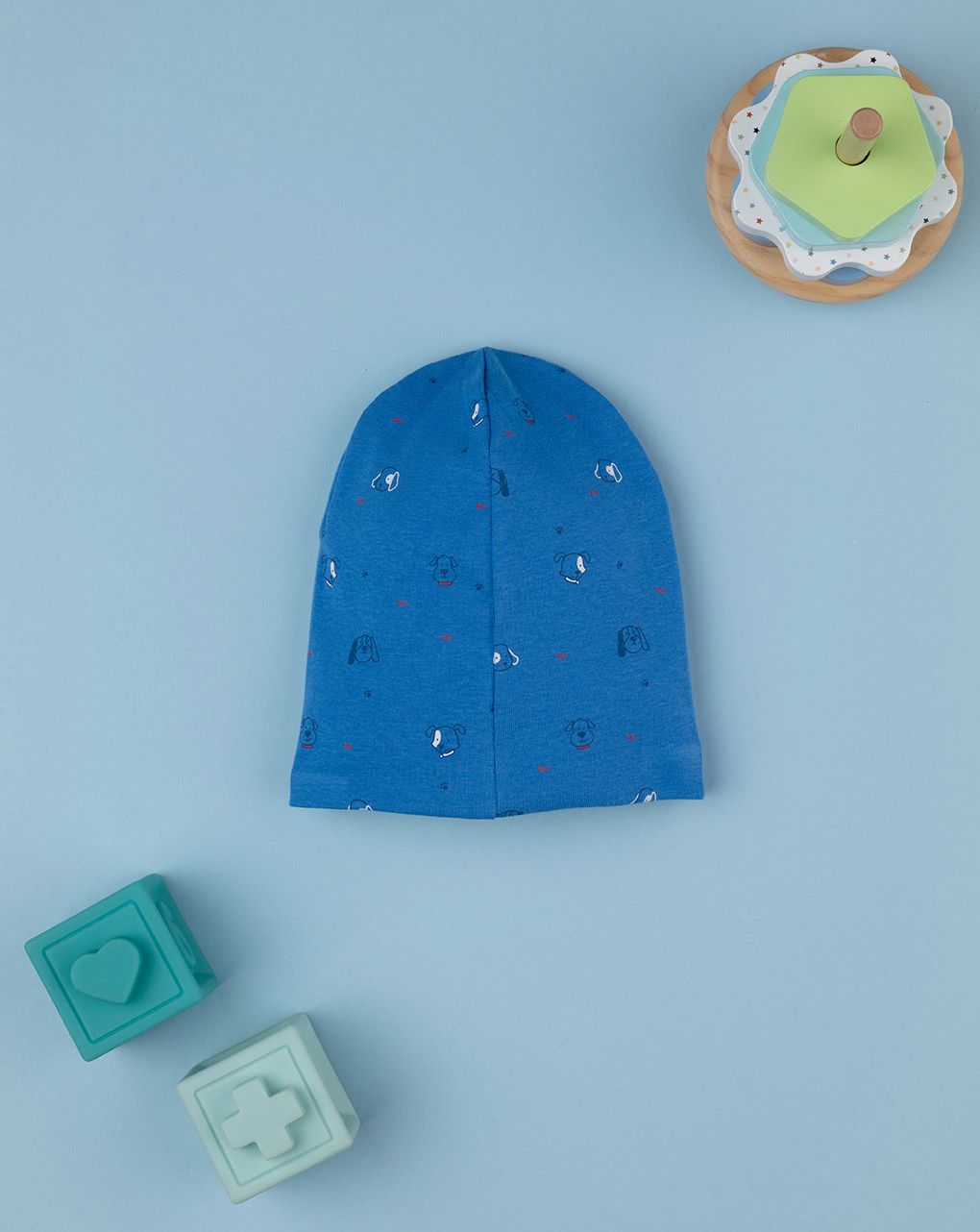 Berretto bimbo blu stampato