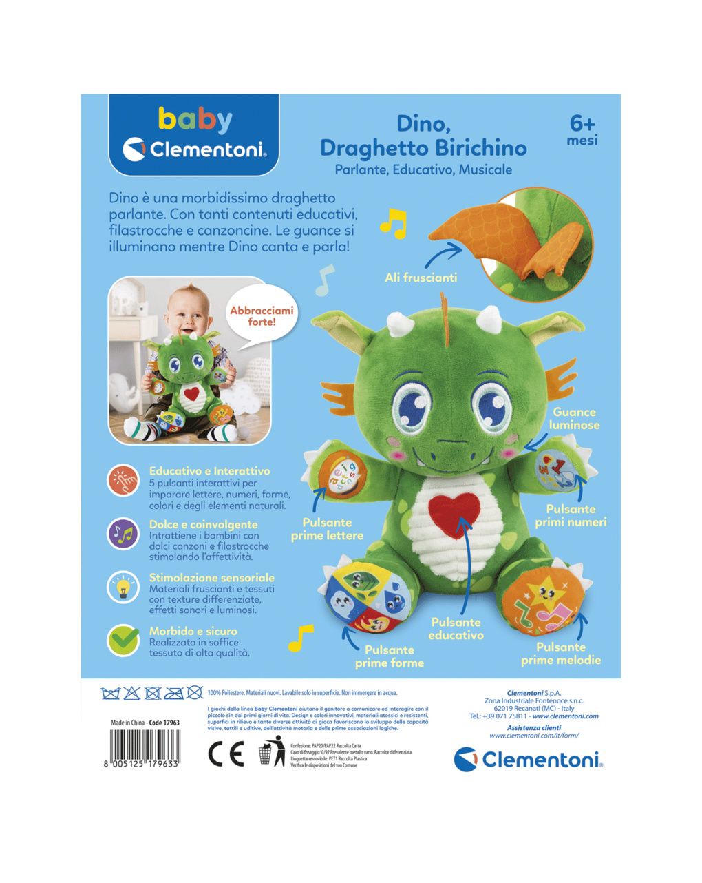 Dino draghetto birichino - 12m+ - baby clementoni