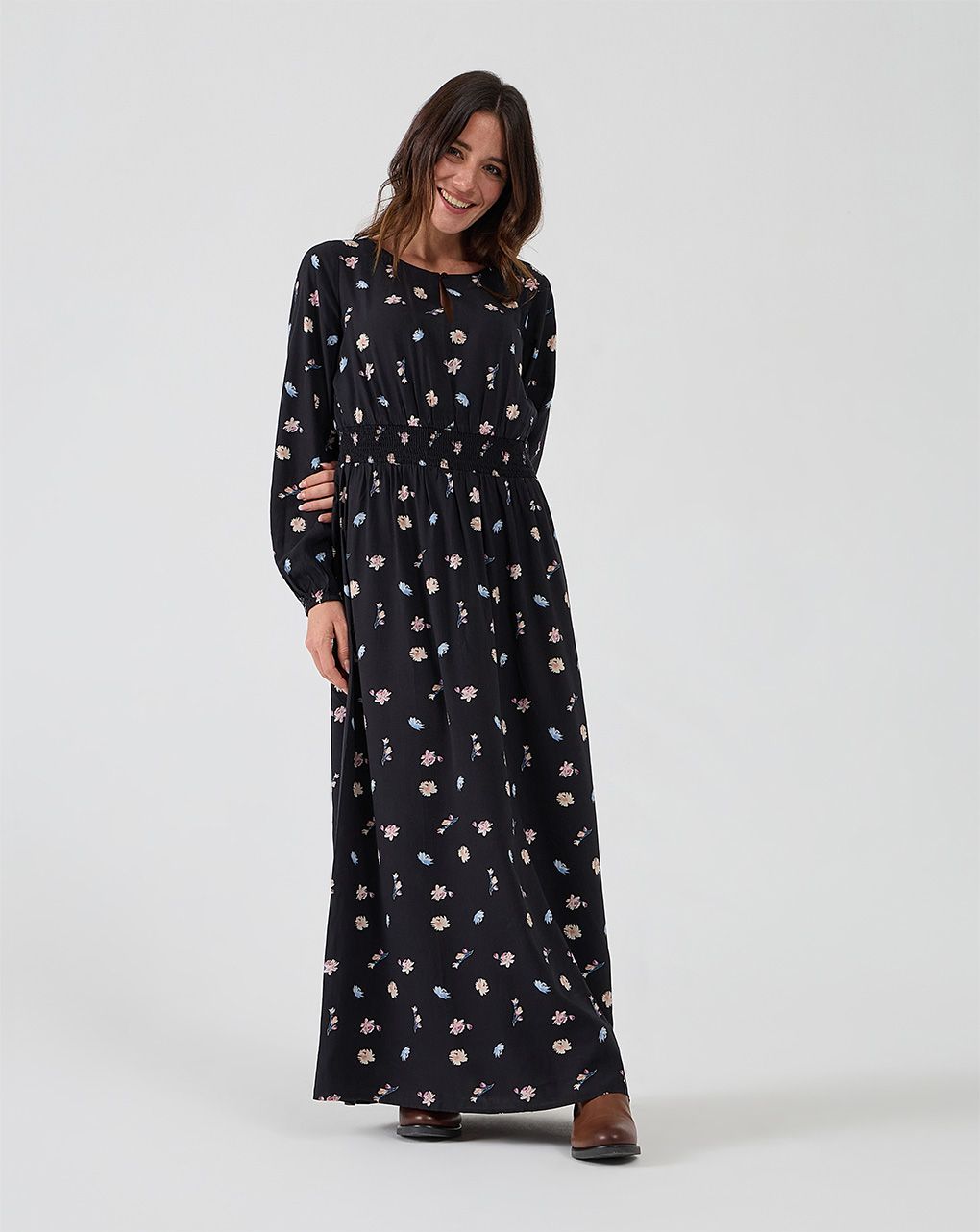 Abito premaman lungo con fantasia floreale