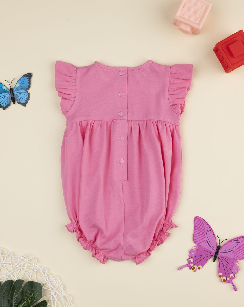 Pagliaccetto bimba rosa farfalle bianche