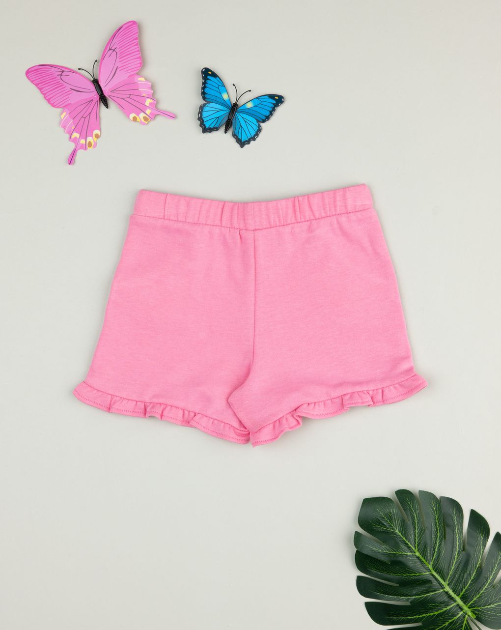 Shorts bimba rosa patch fiori