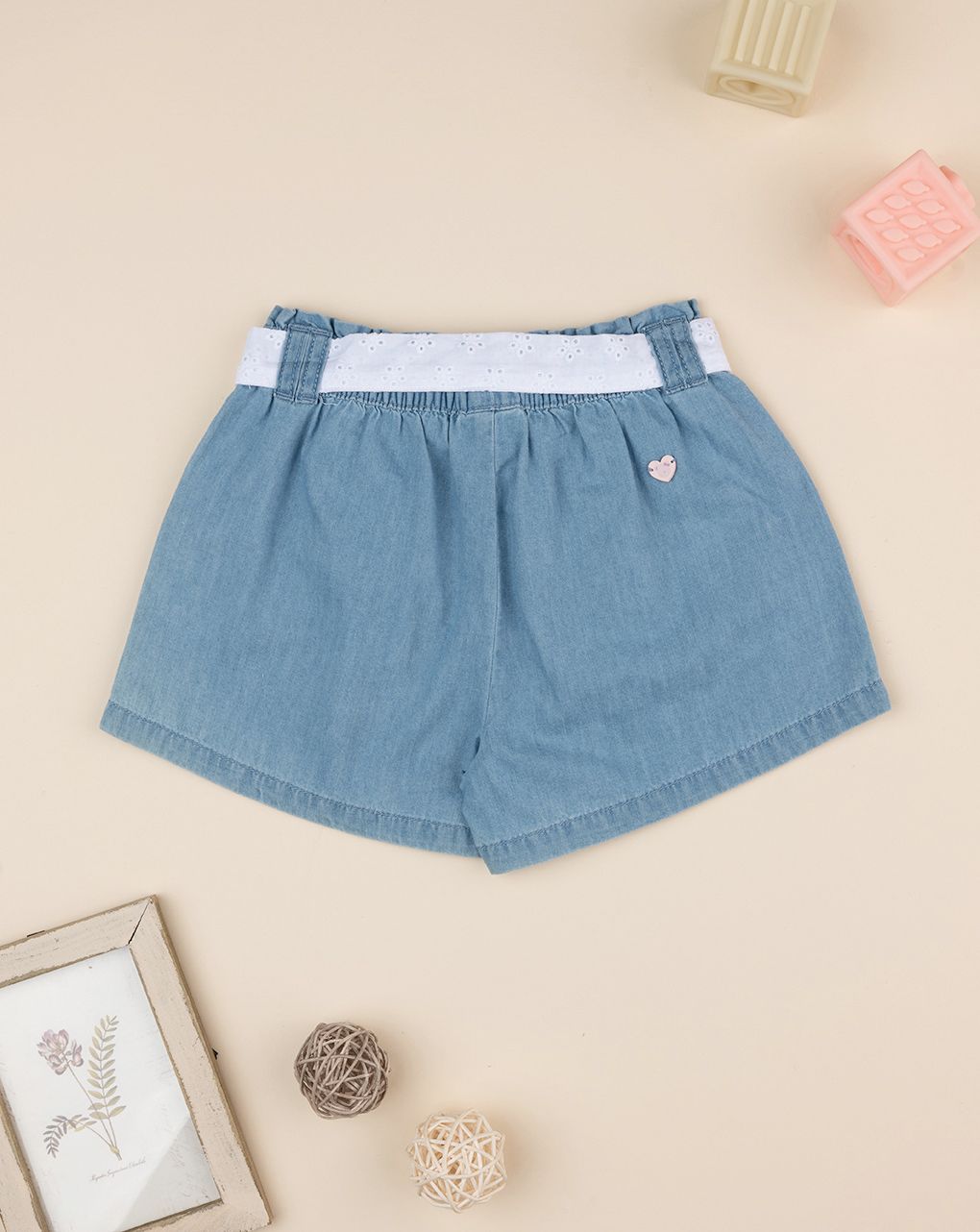 Shorts chambray bimba con cintura