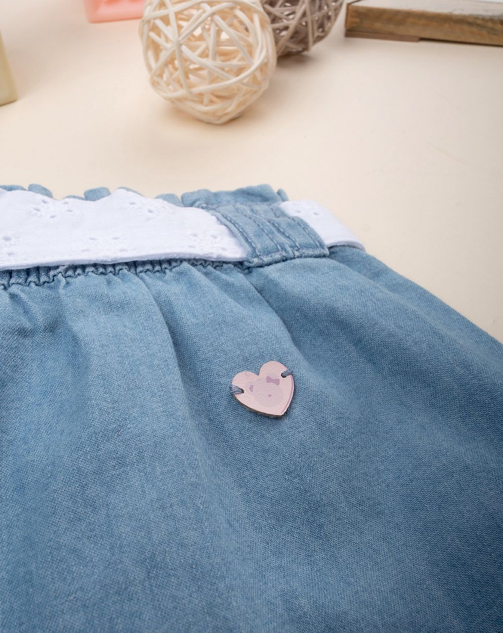 Shorts chambray bimba con cintura