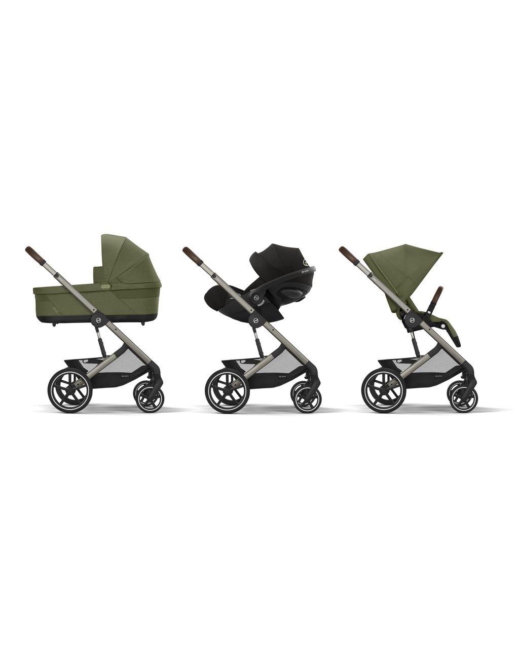 Trio balios s lux tpe moss green nav cots cloudg pls blk+adattatori. - cybex