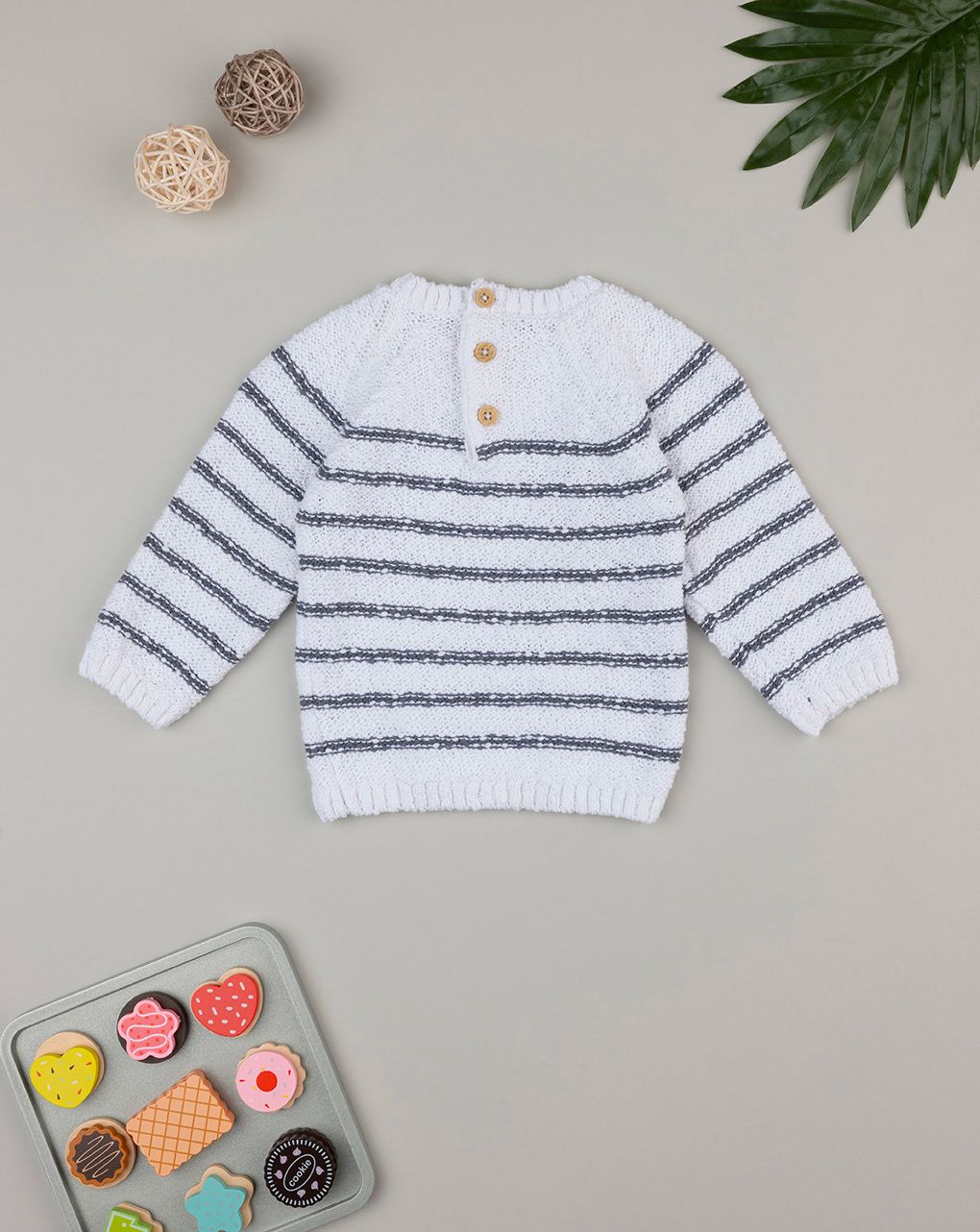 Maglione bimbo rigato bianco blu