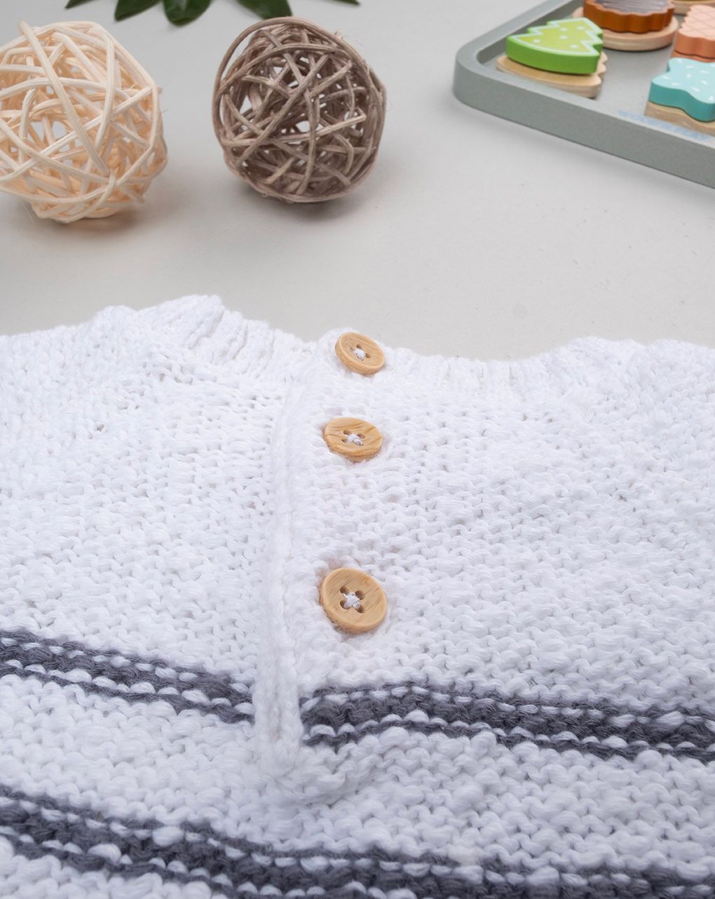 Maglione bimbo rigato bianco blu