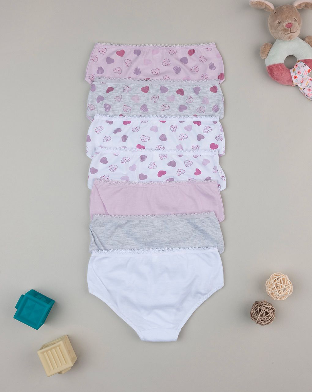 Pack 7 slip bimba cuori