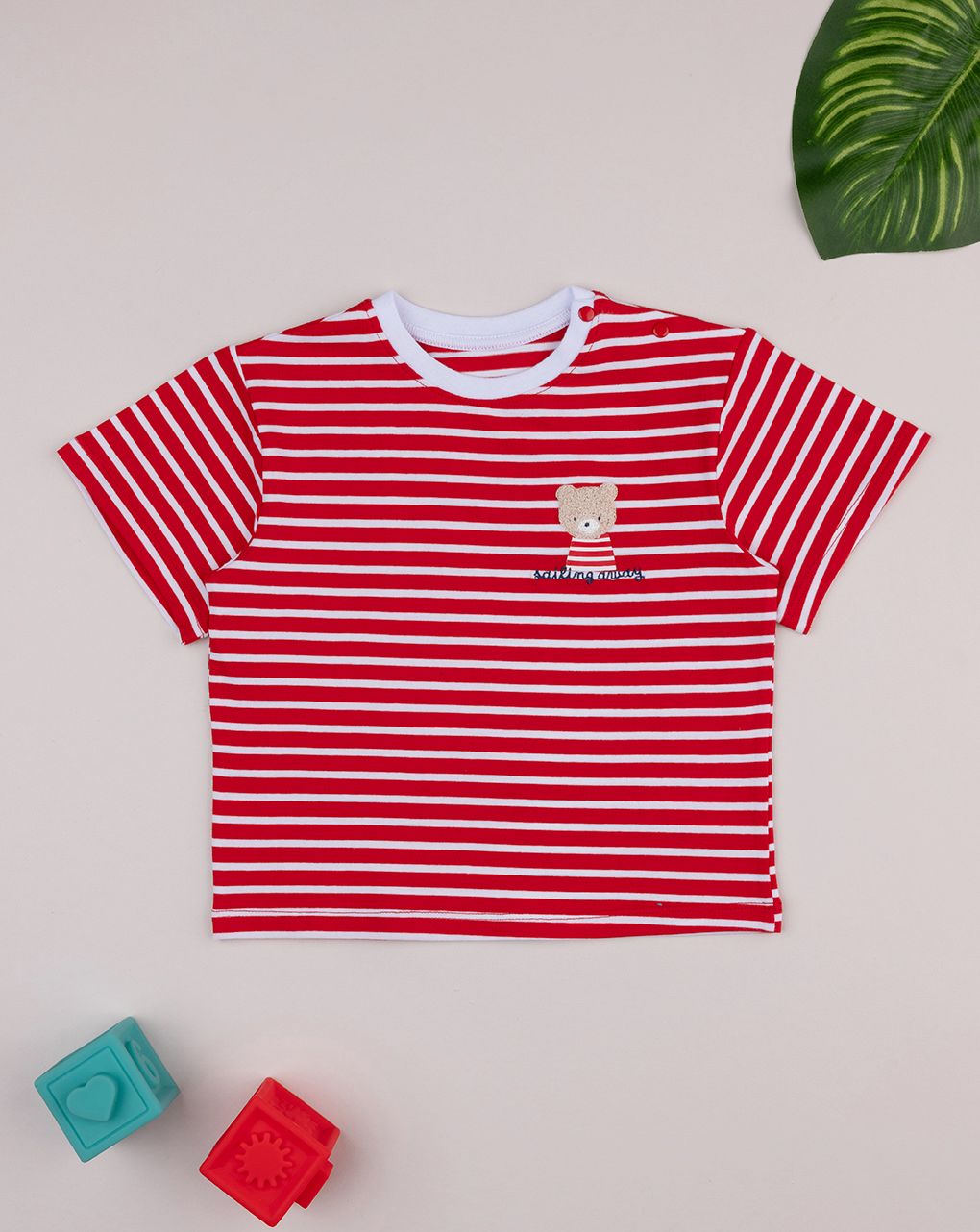 T-shirt bimbo rigata rossa