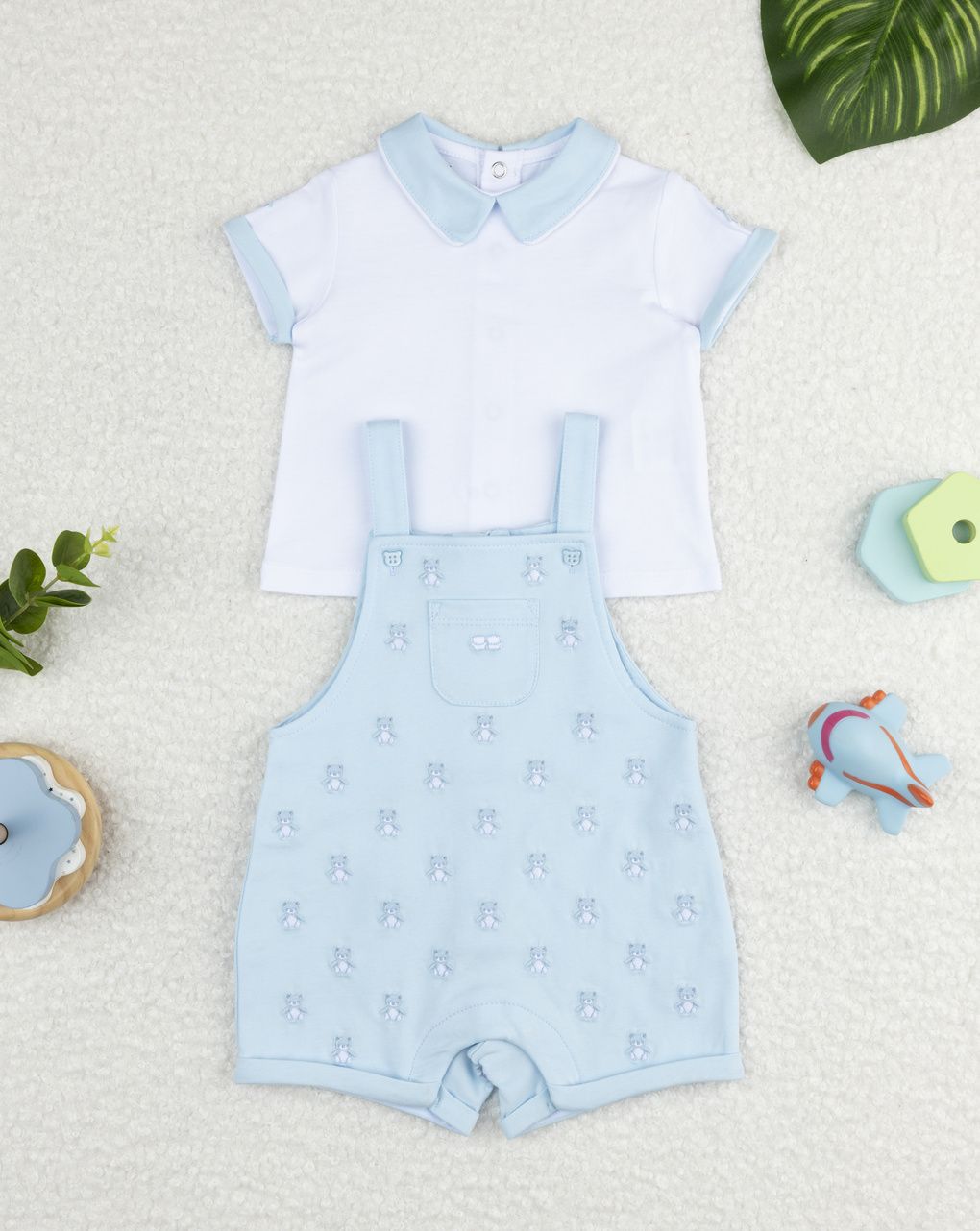 Completo bimbo bianco/azzurro orsetti