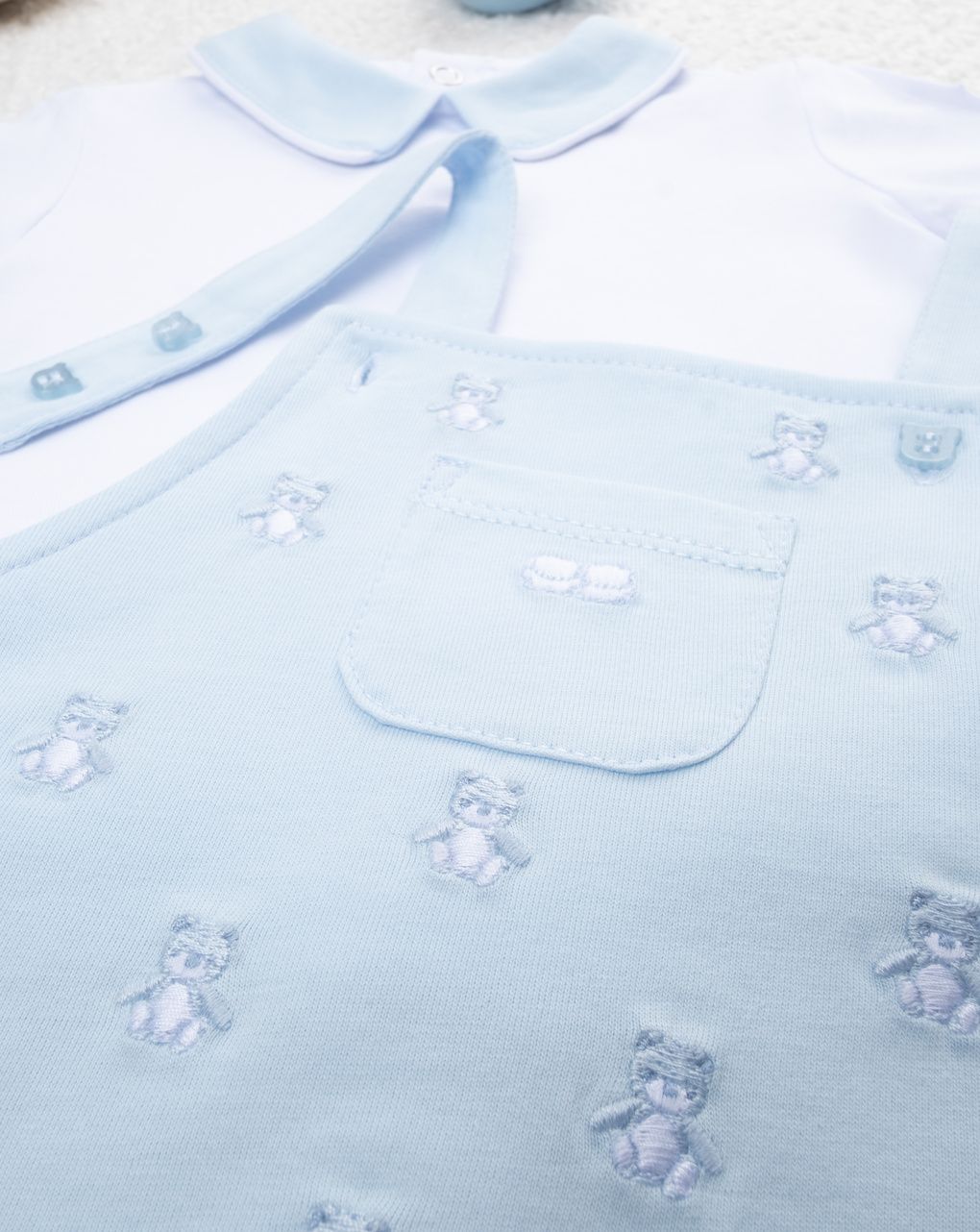 Completo bimbo bianco/azzurro orsetti