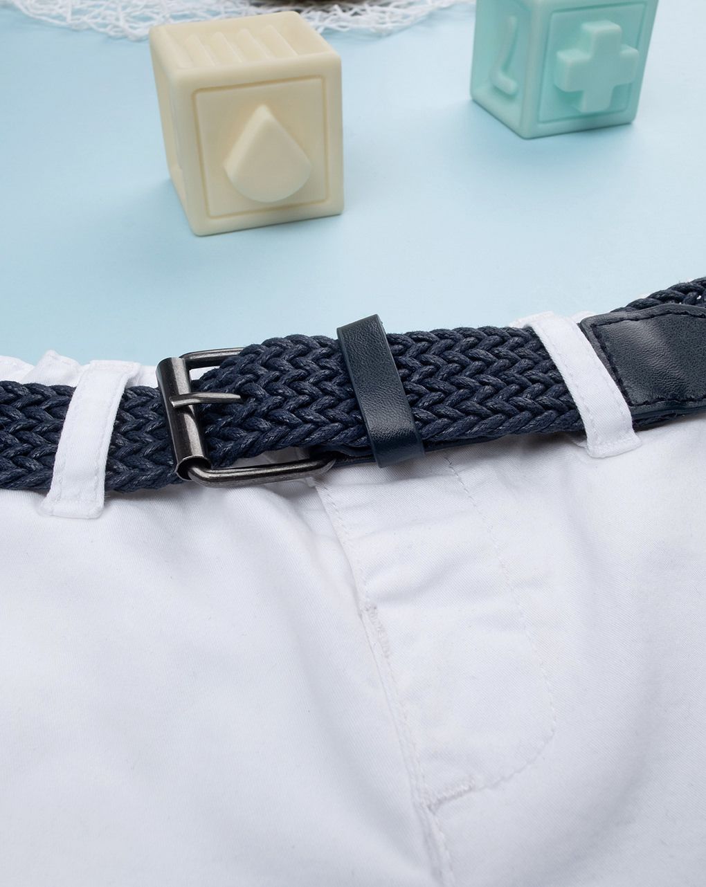 Pantalone twill bimbo bianco con cintura