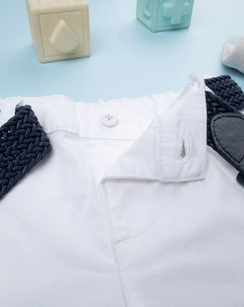 Pantalone twill bimbo bianco con cintura