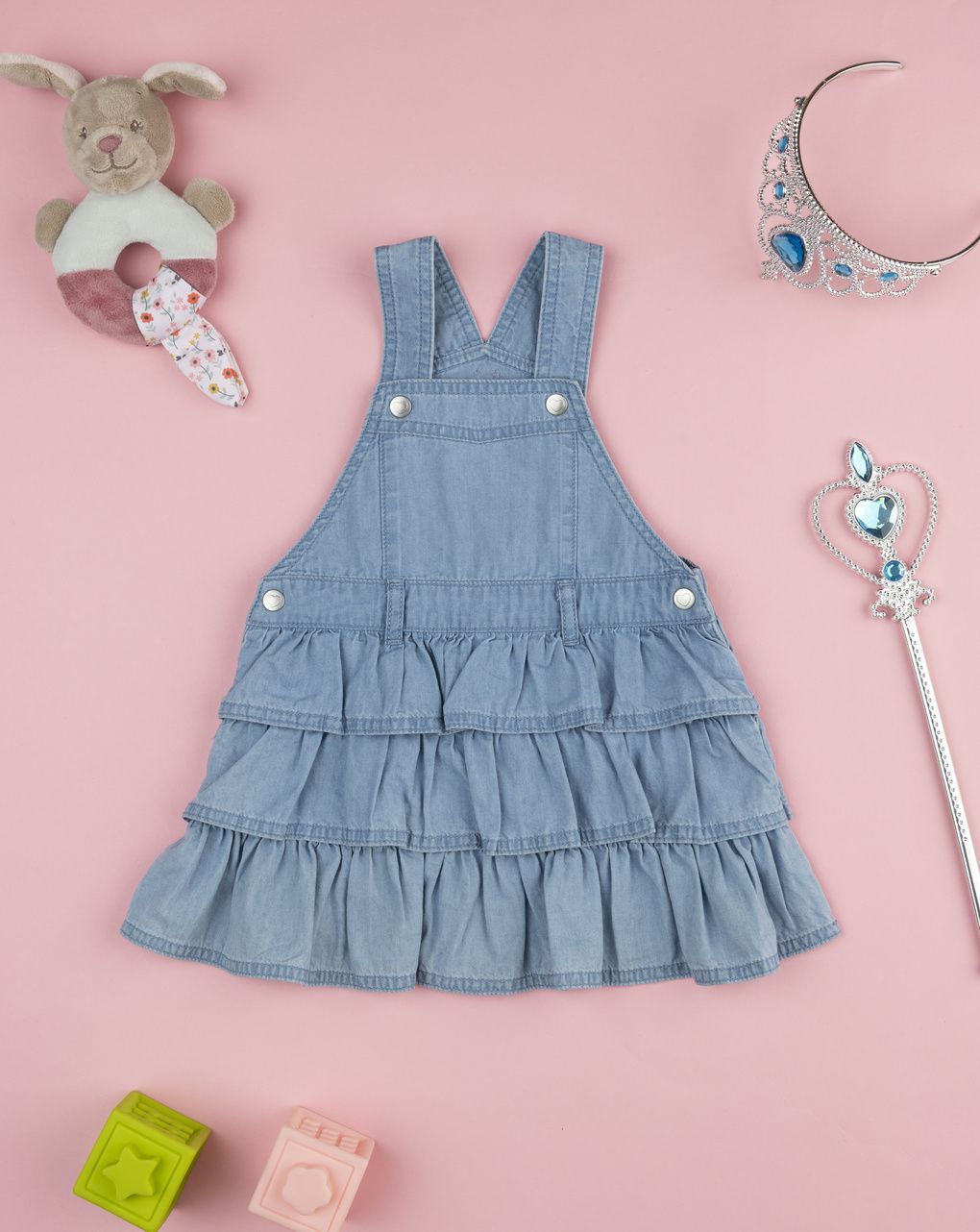 Salopette denim bimba balze