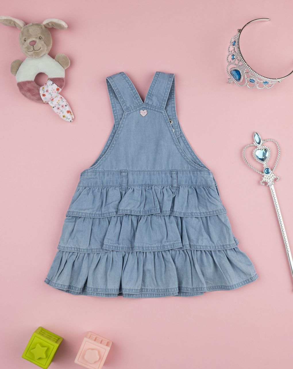 Salopette denim bimba balze