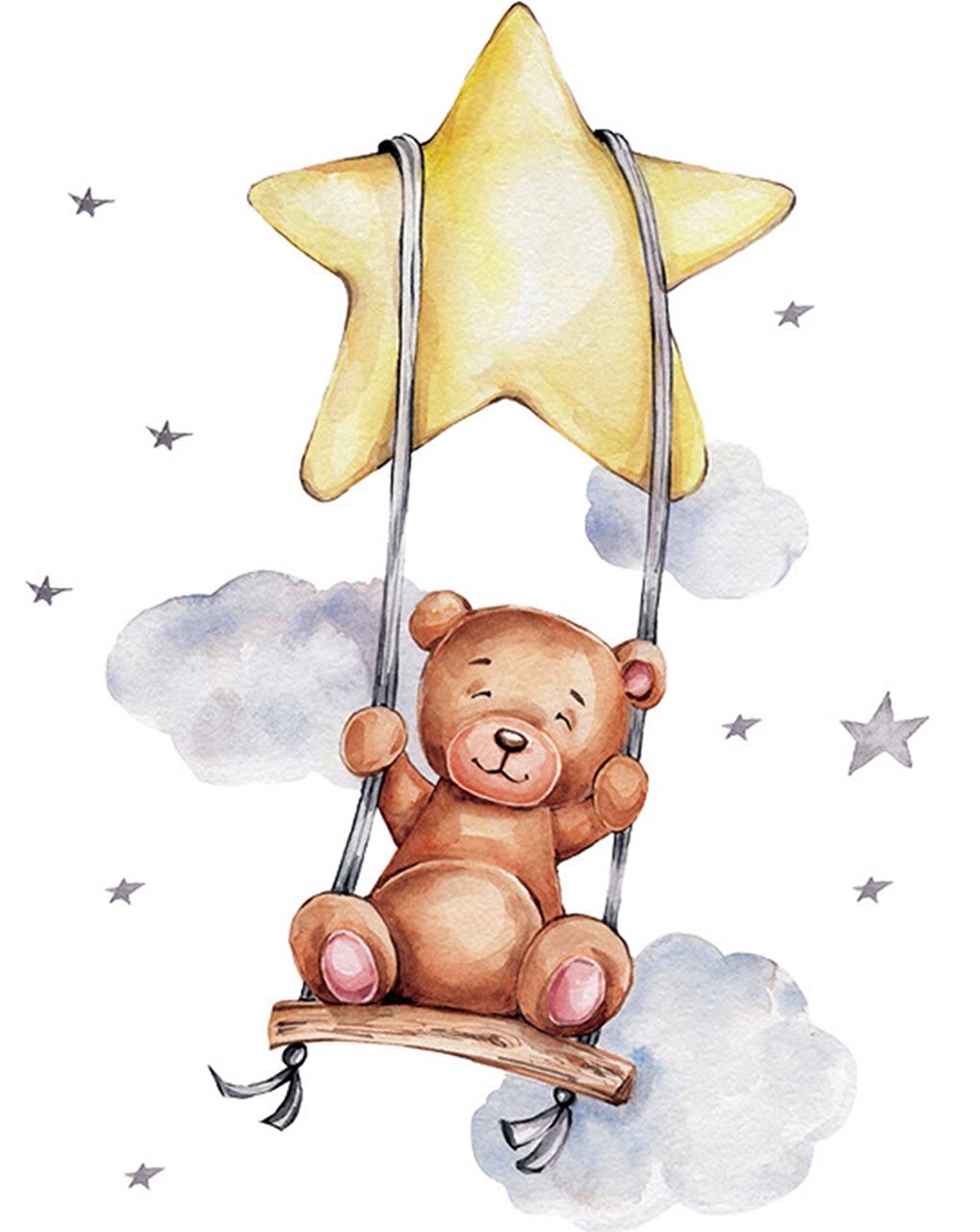 Adesivo decorativo da parete - orso sull'altalena-  autoadesivo - sipo