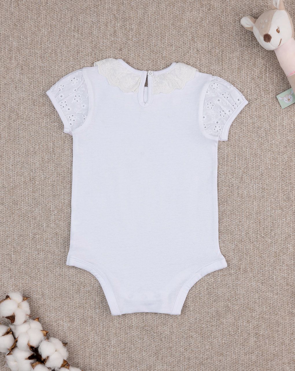 Body bimba bianco maniche sangallo