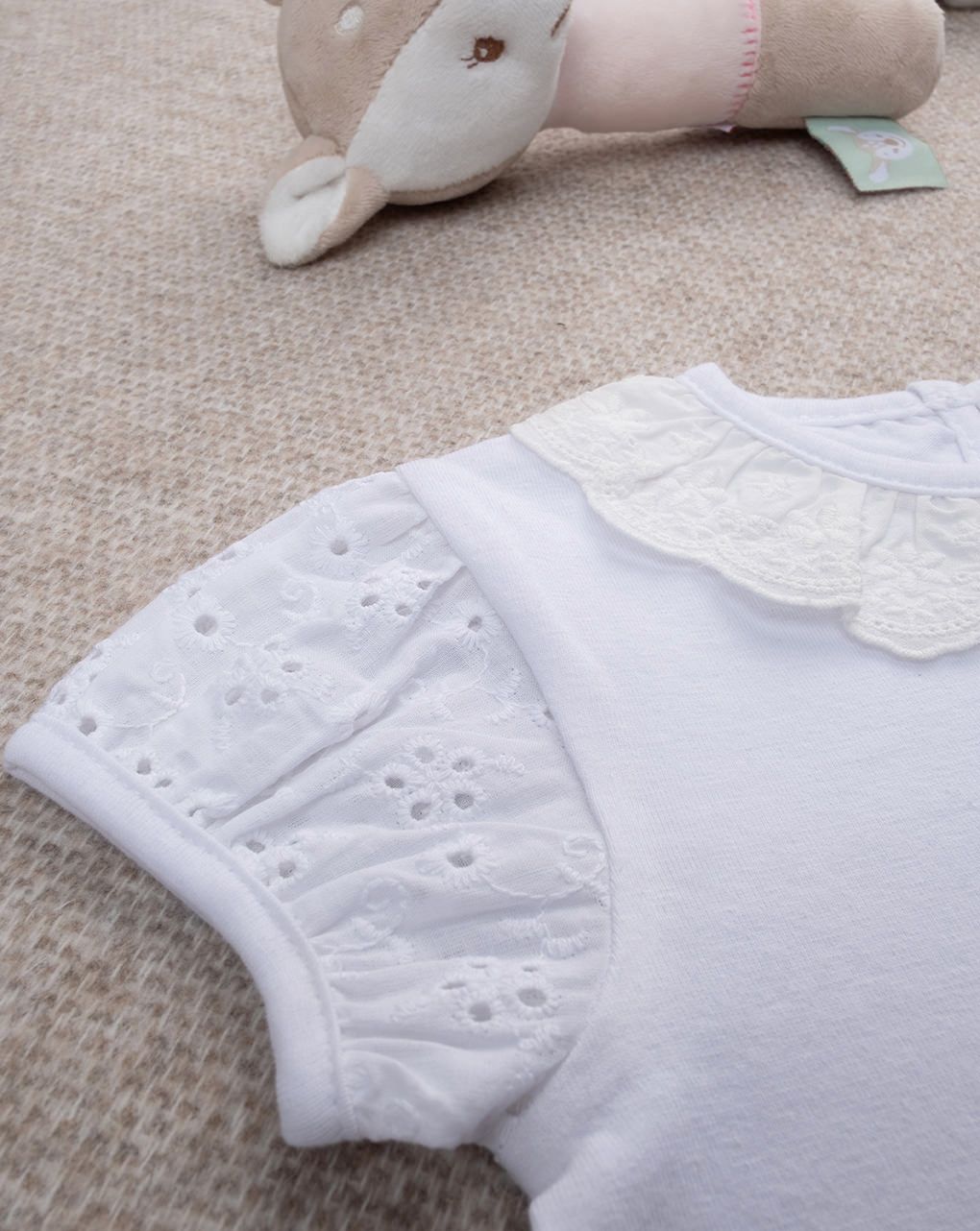 Body bimba bianco maniche sangallo