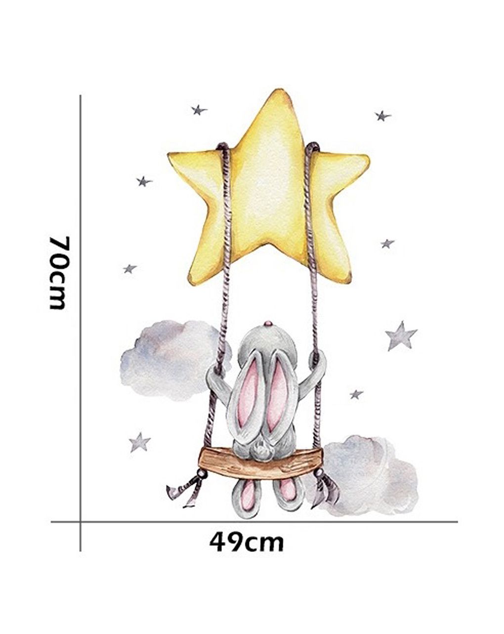 Adesivo decorativo da parete - coniglio sull'altalena - autoadesivo - sipo