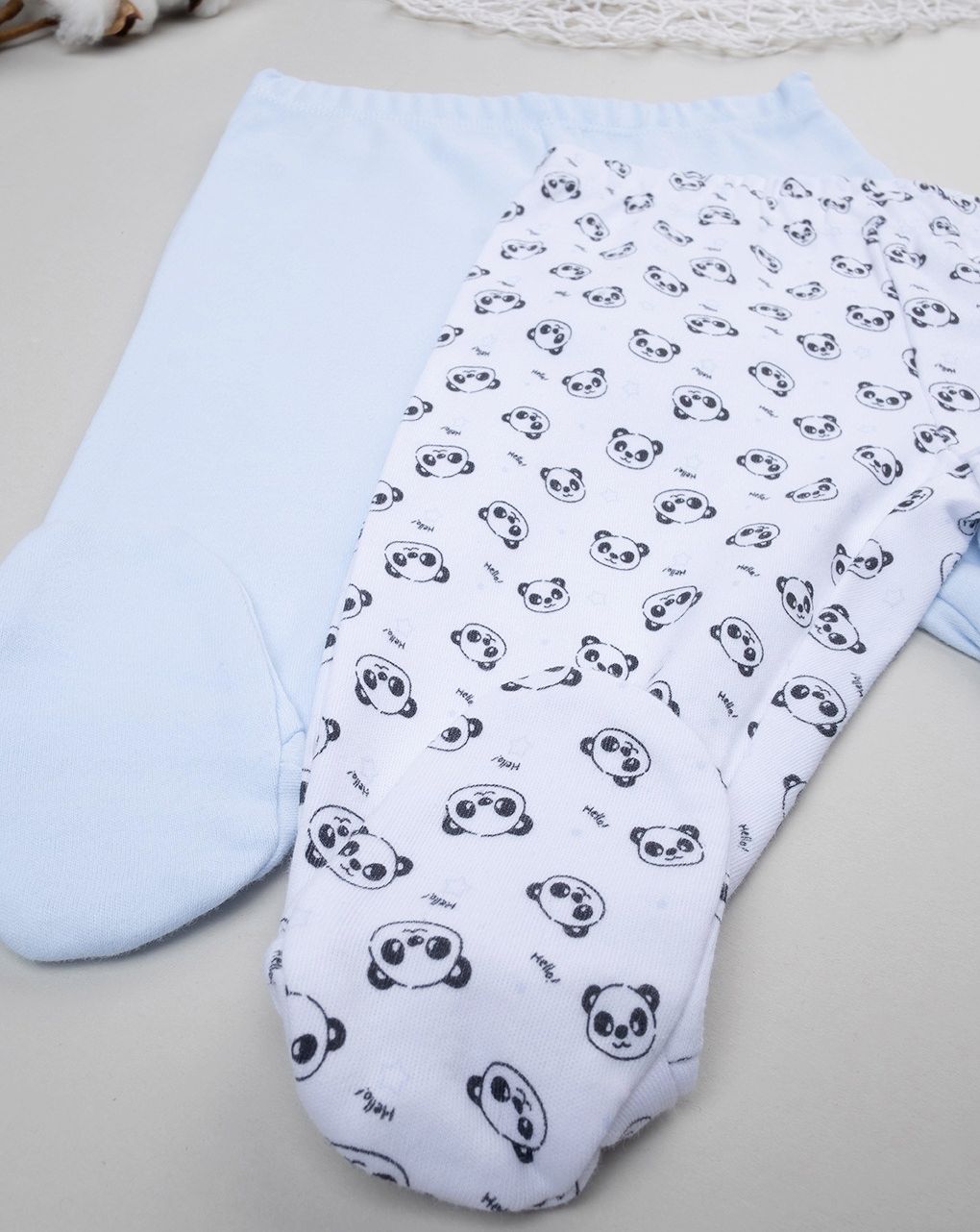 Pack 2 ghette azzurre e bianche con panda