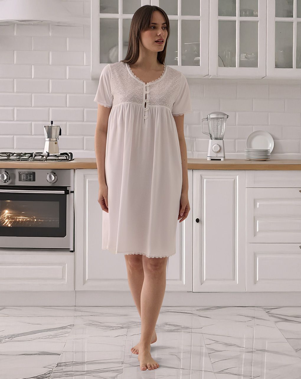 Camicia da notte premaman sangallo bianco