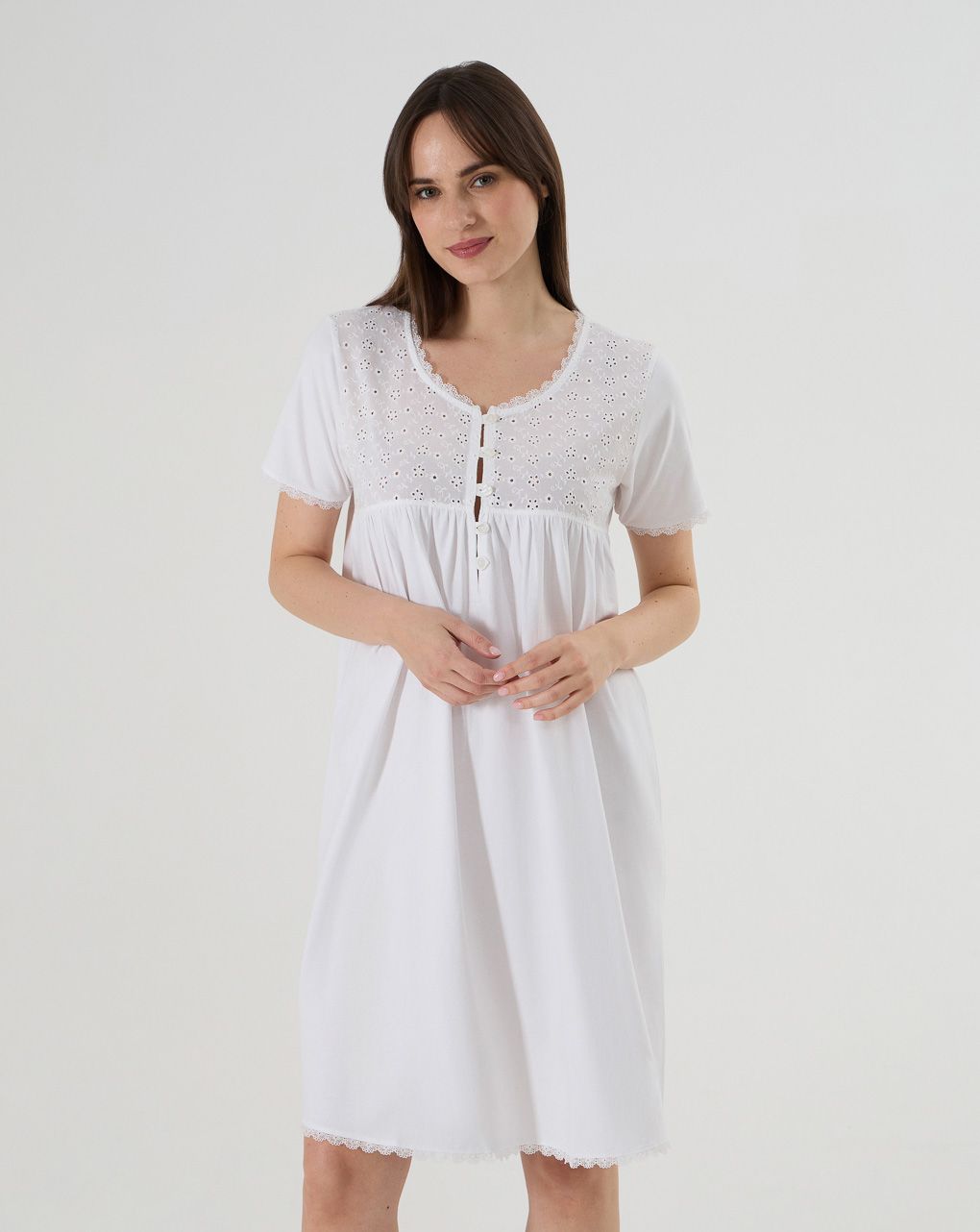 Camicia da notte premaman sangallo bianco