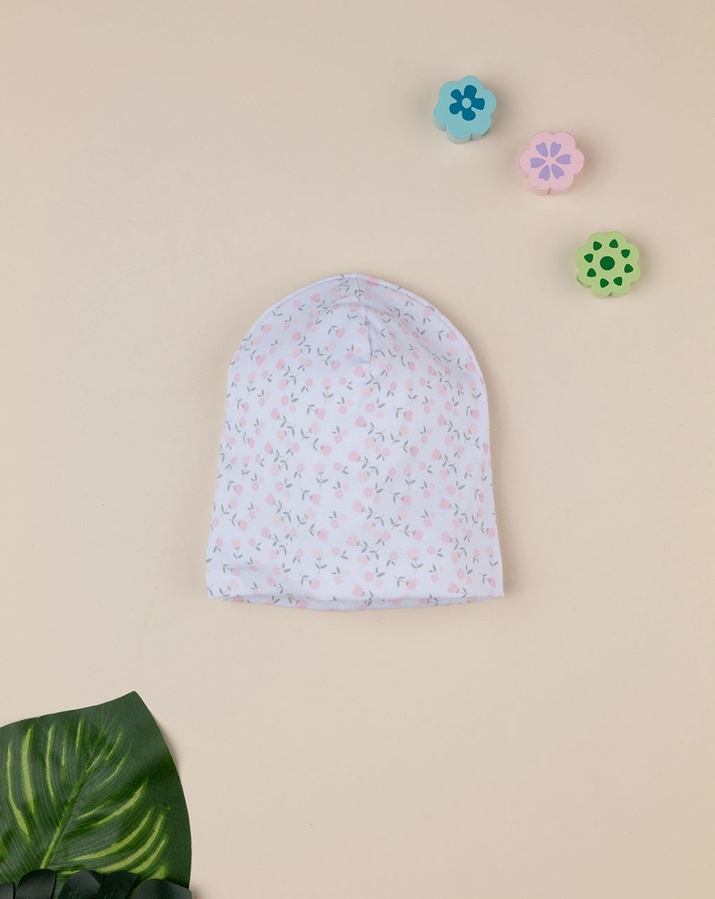 Berretto bimba bianco stampato