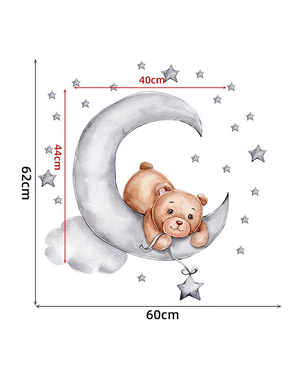 Adesivo decorativo da parete - orsetto luna -  autoadesivo - sipo