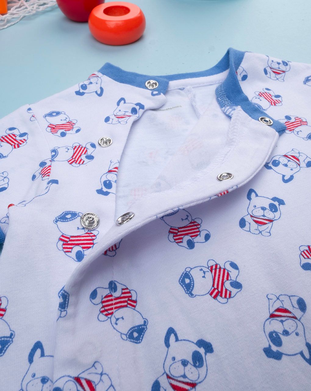 Tutina bimbo bianco/blu cagnolini