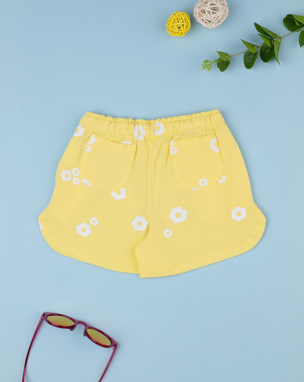 Shorts gialli bambina "fiori"