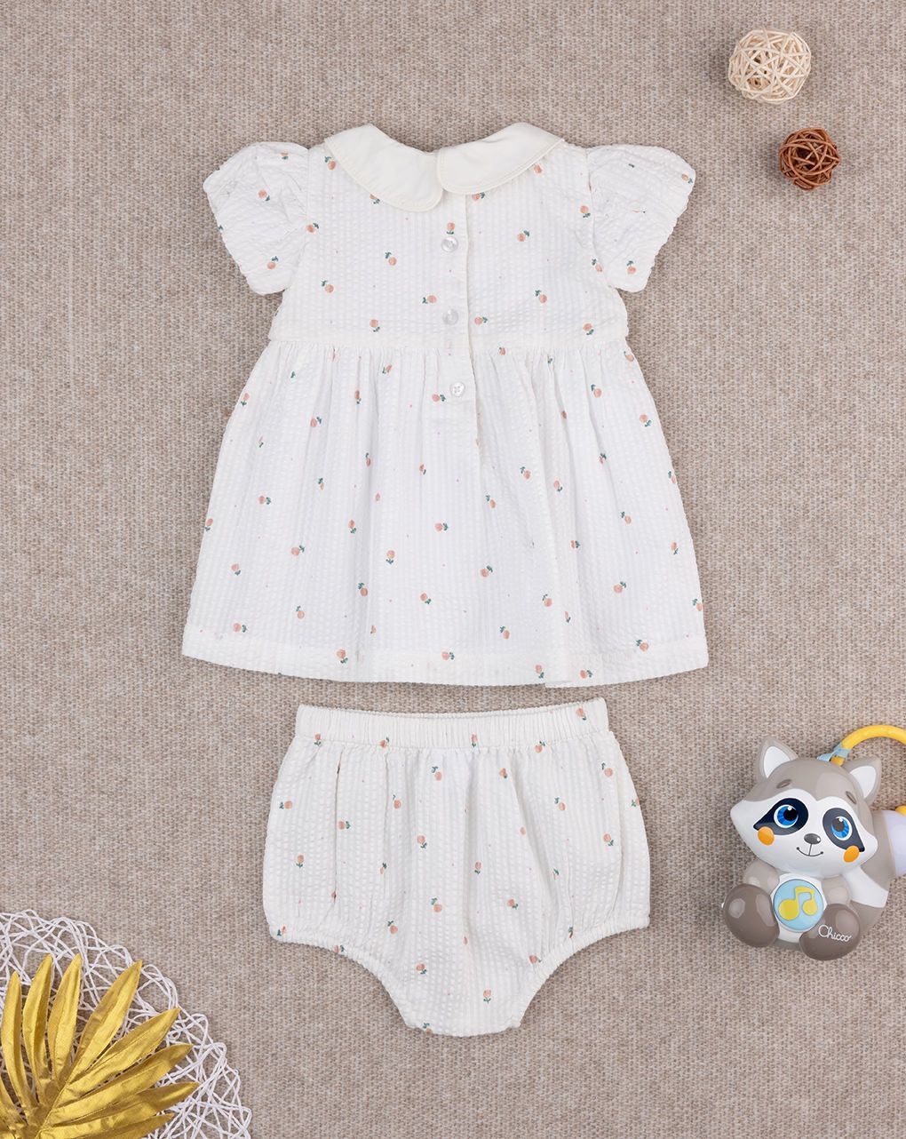 Abito bimba bianco con micro fiori