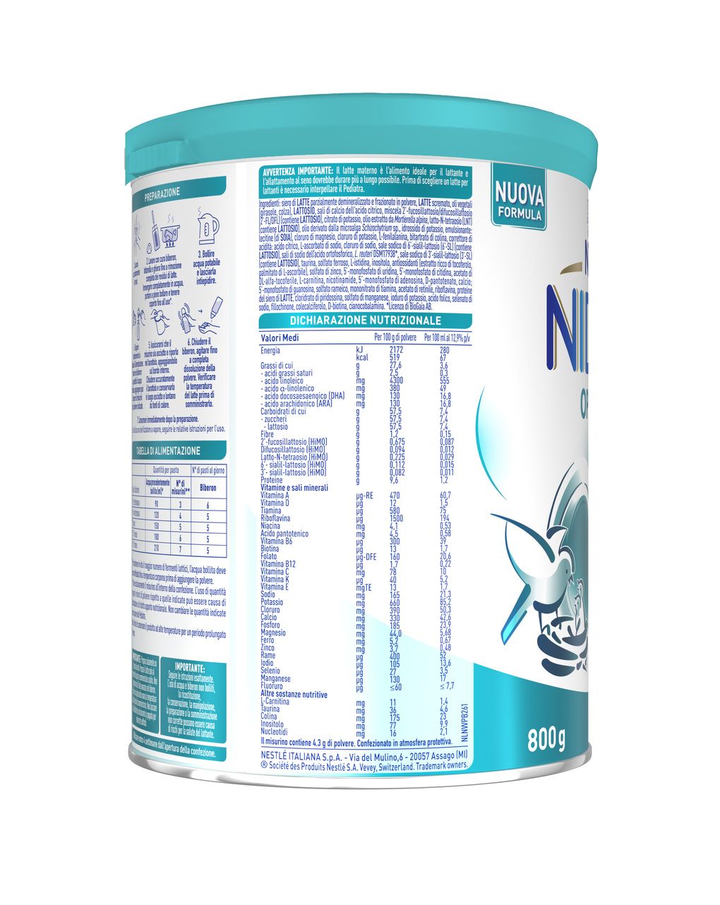 Nidina optipro 1 dalla nascita latte per lattanti in polvere 800g - nestlé