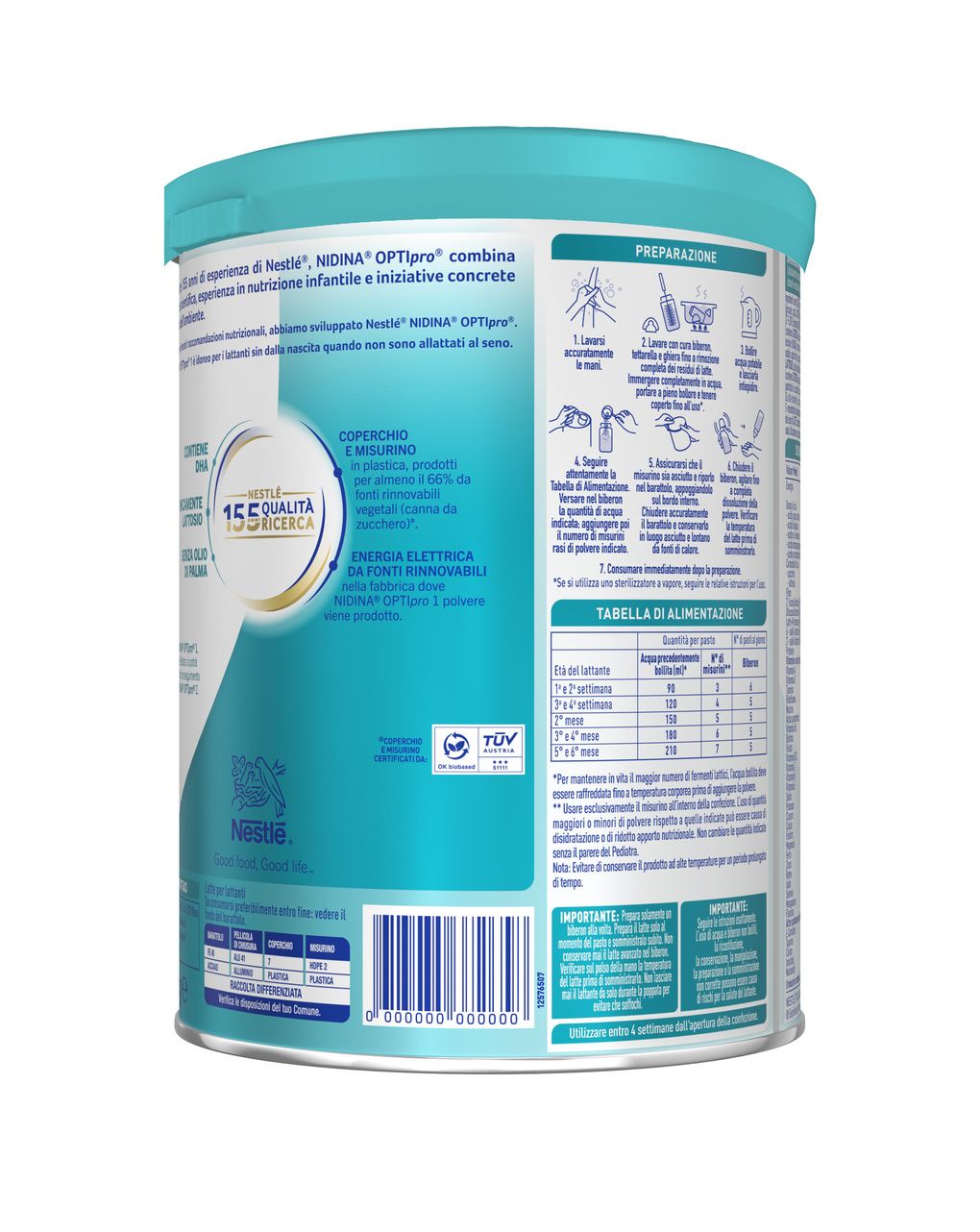 Nidina optipro 1 dalla nascita latte per lattanti in polvere 800g - nestlé