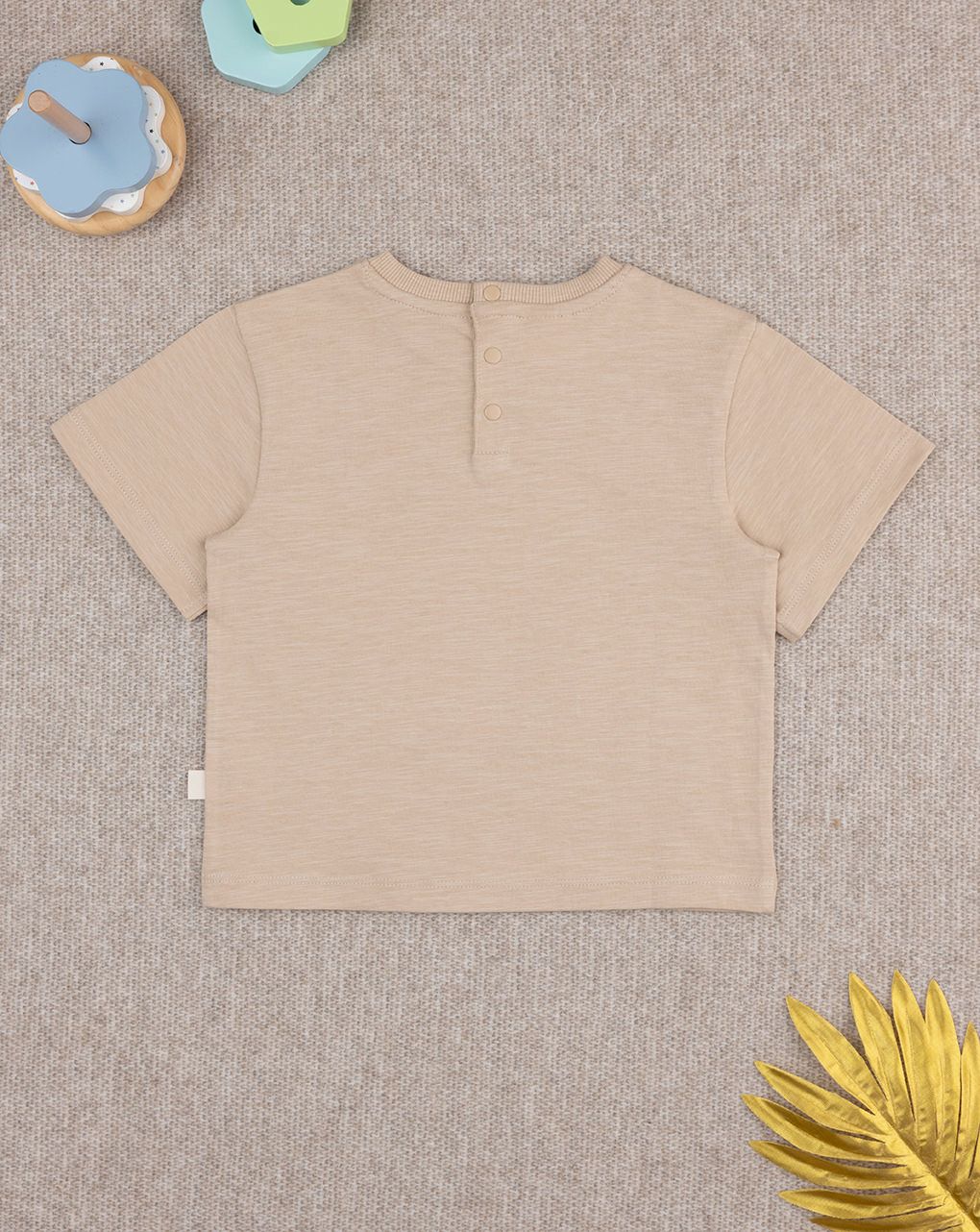 T-shirt bimbo beige stampa barca