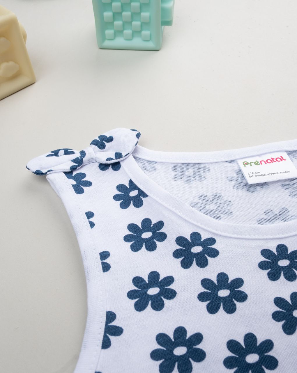 Canotta bimba bianca/blu margherite