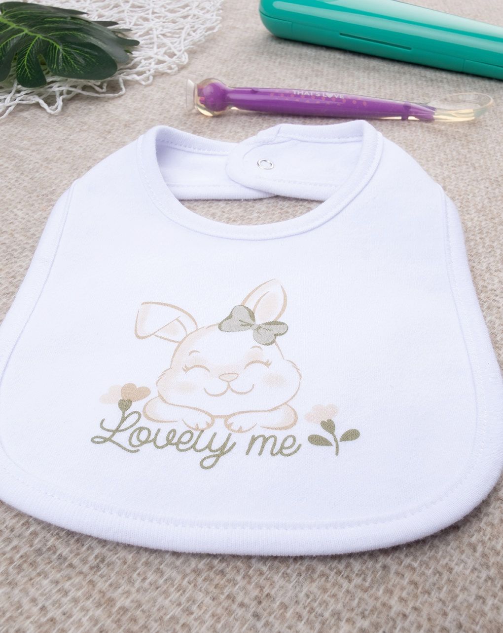 Bavaglino bimba bianco coniglietto