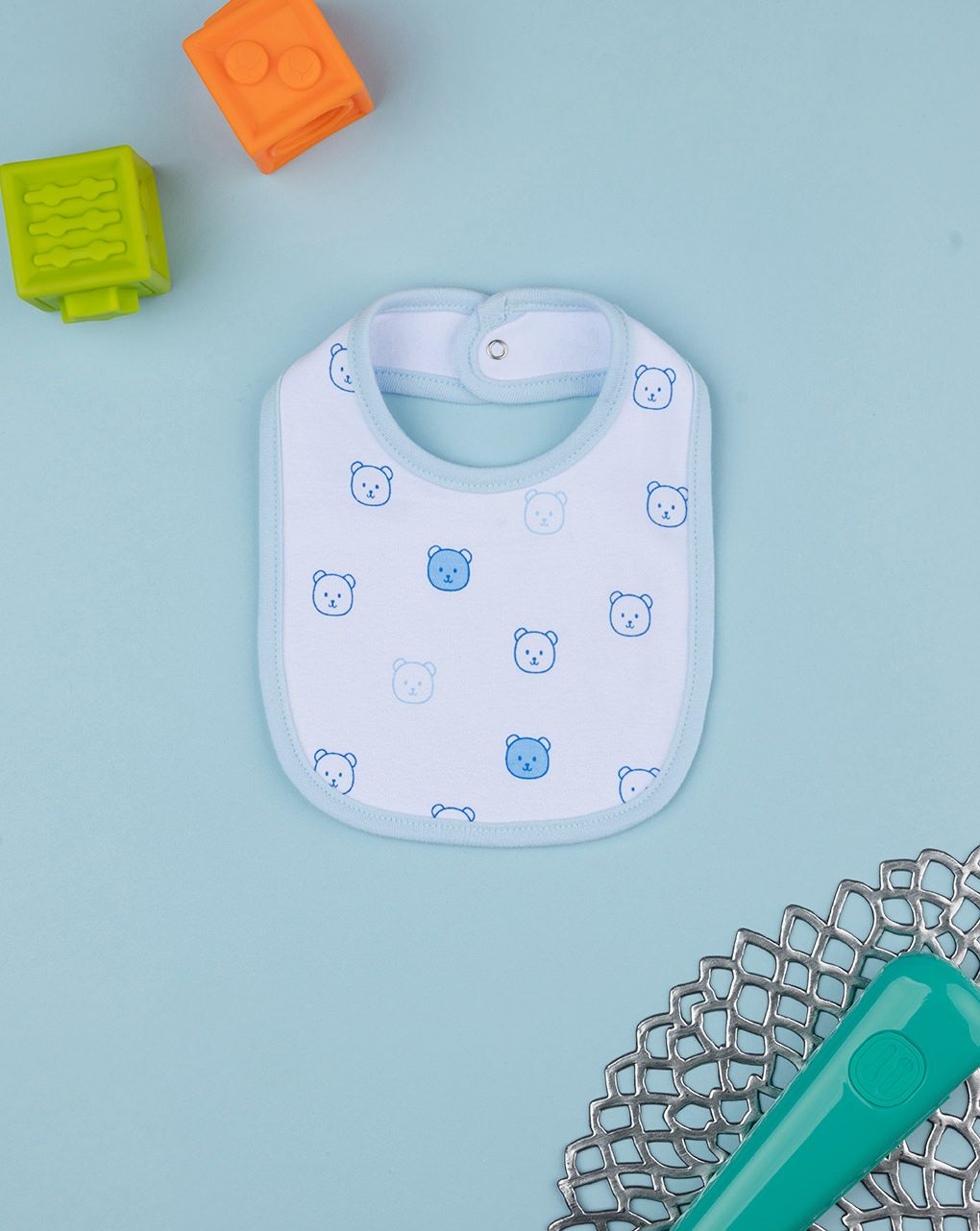 Bavaglino bimbo bianco/azzurro orsi