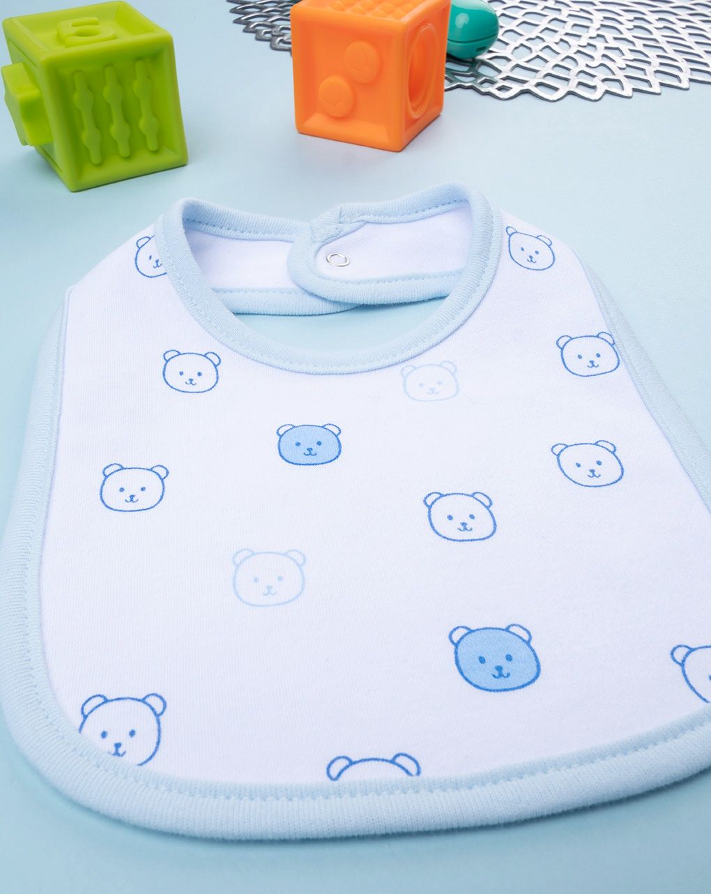 Bavaglino bimbo bianco/azzurro orsi