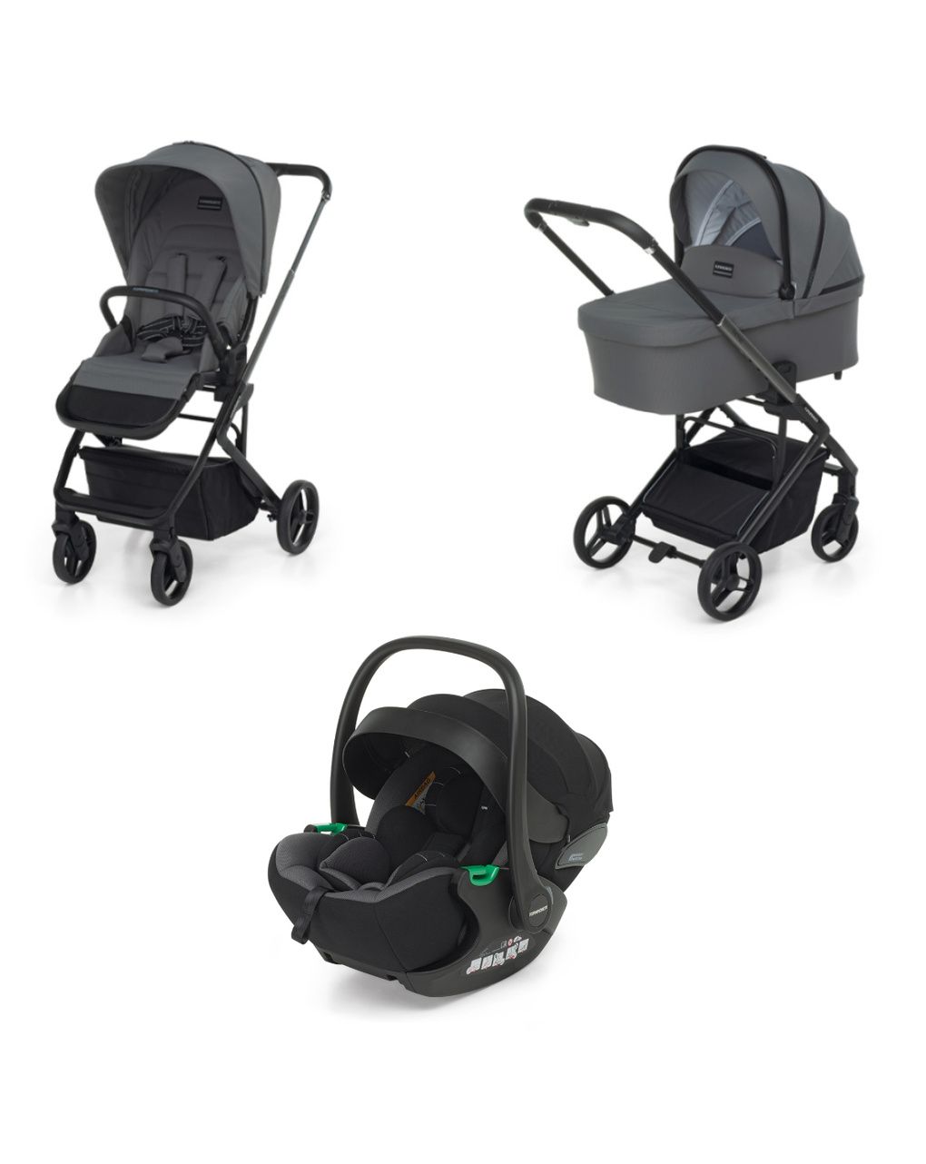 Trio tictoc stone + seggiolino rek black+ adattatore - foppapedretti