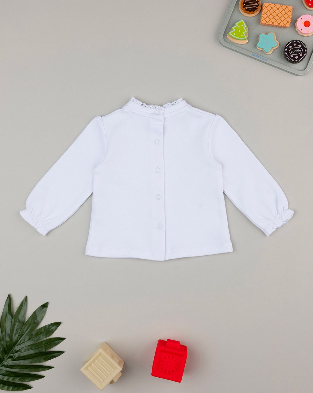 T-shirt bimba bianca con pizzo