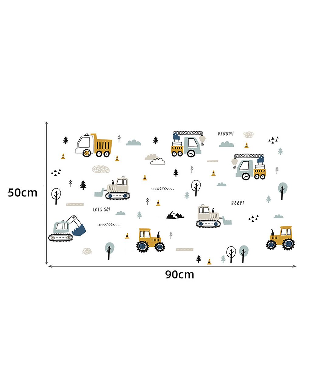 Adesivo decorativo da parete - trattori escavatori - autoadesivo - sipo