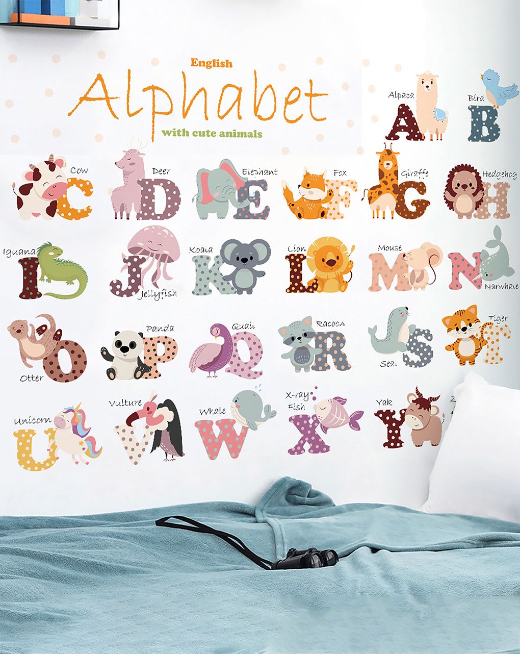 Adesivo decorativo da parete - alfabeto degli animali - autoadesivo - sipo