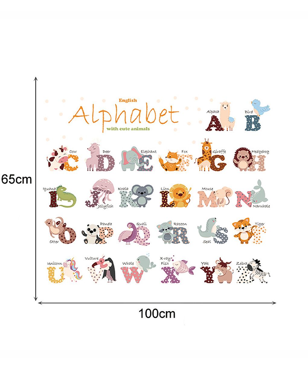 Adesivo decorativo da parete - alfabeto degli animali - autoadesivo - sipo
