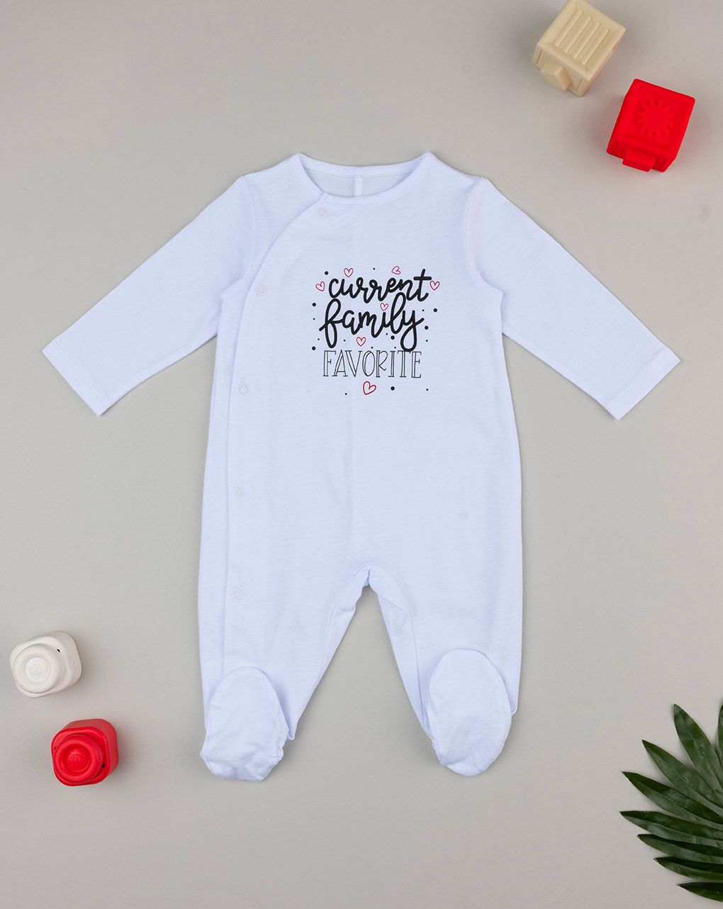 Tutina unisex bianca con stampa