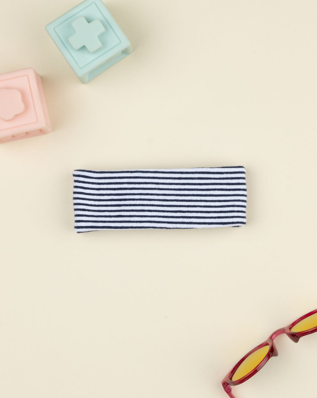 Fascia capelli neonata righe bianco/blu
