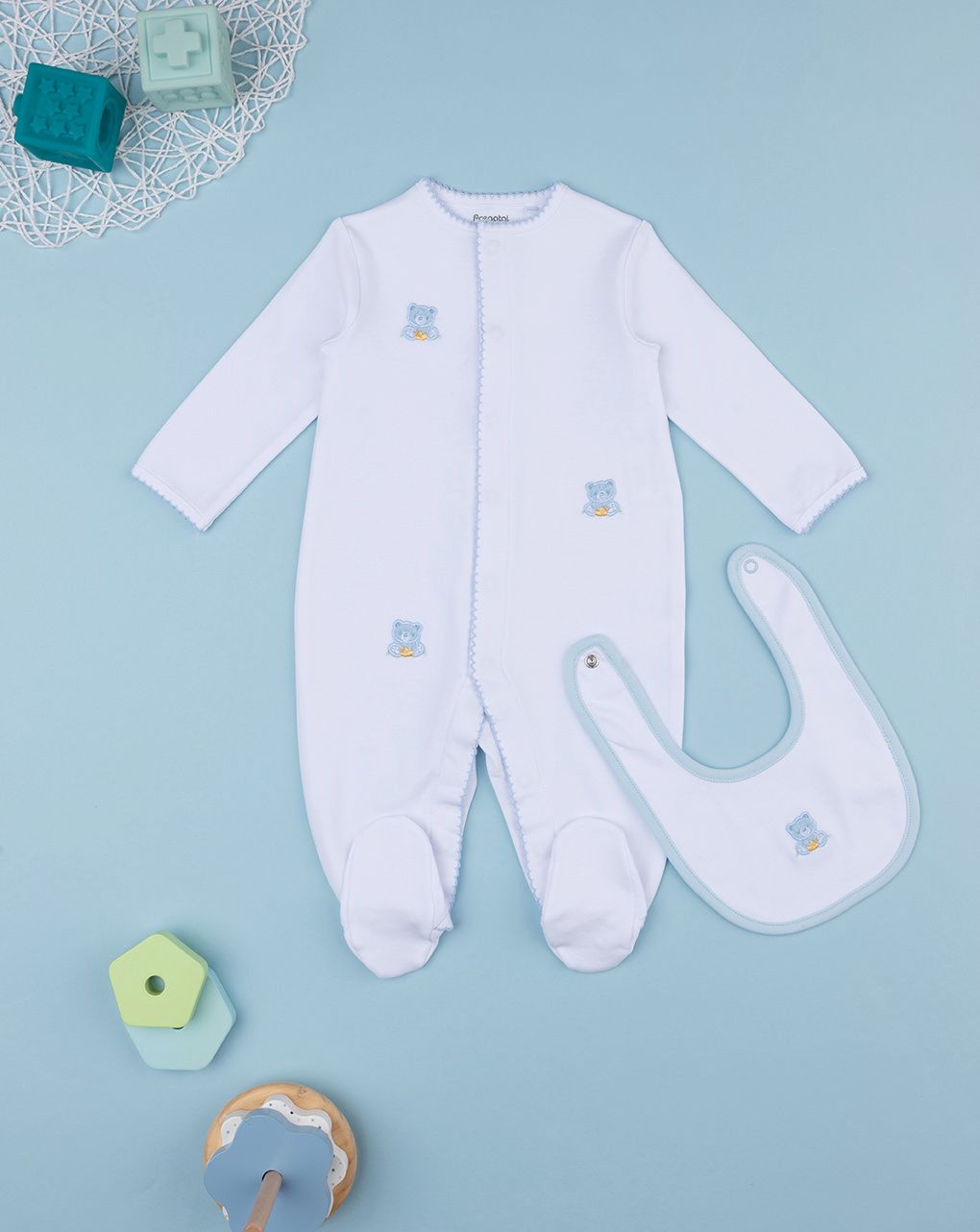 Completo tutina e bavetta bimbo con ricamo