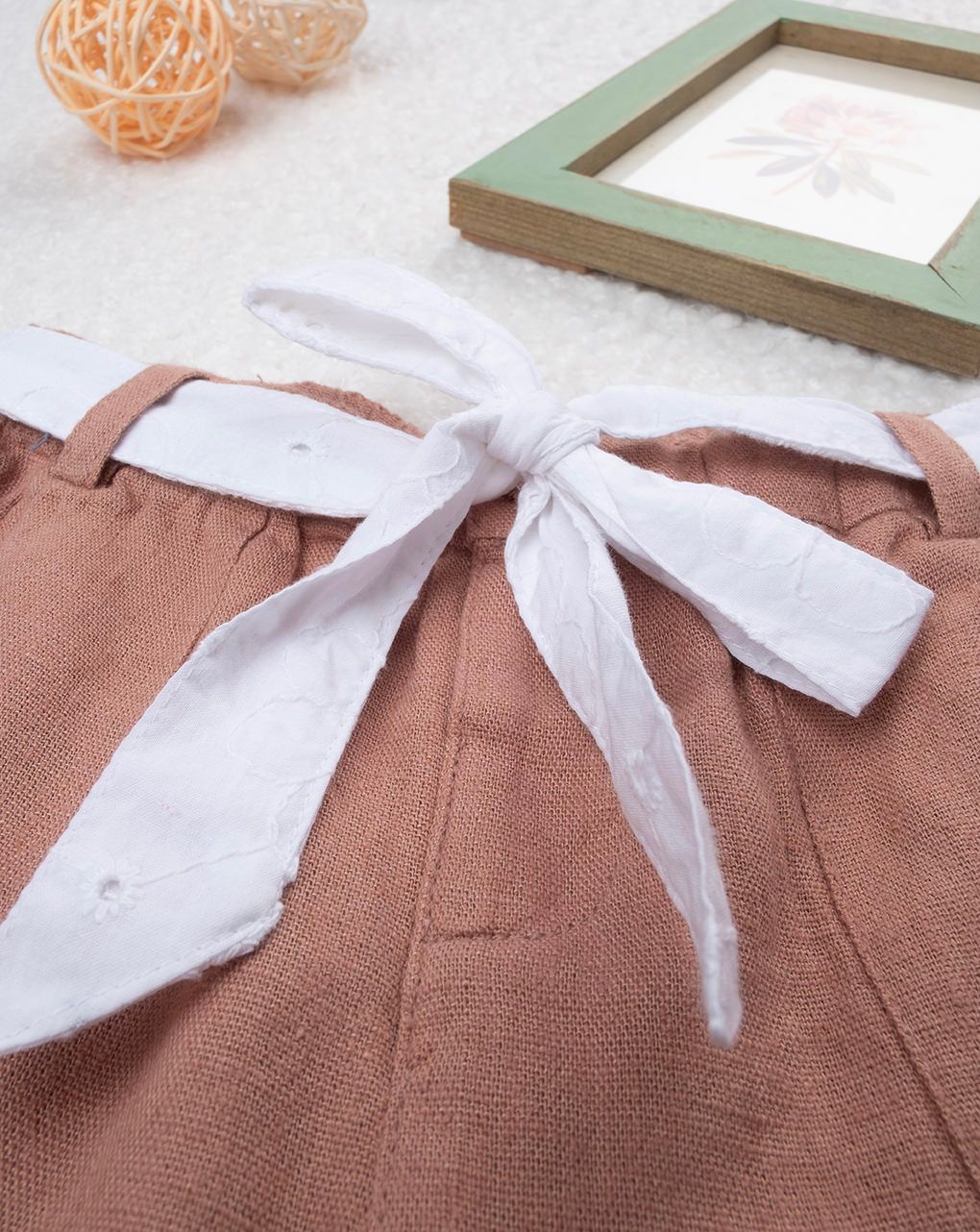 Shorts bimba marrone fusciacca bianca