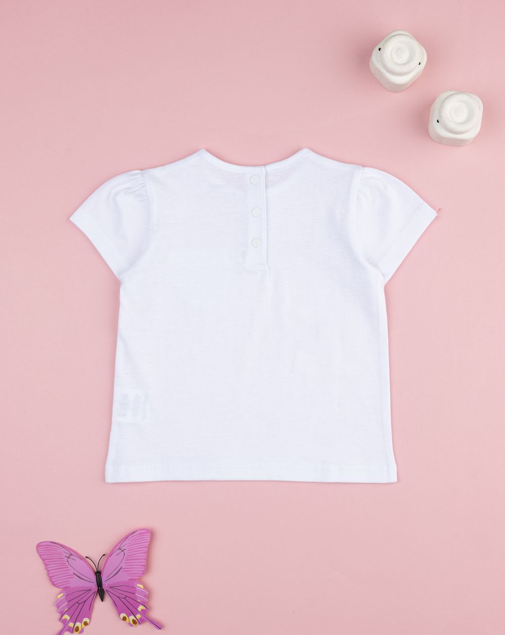 T-shirt bimba bianca con taschino