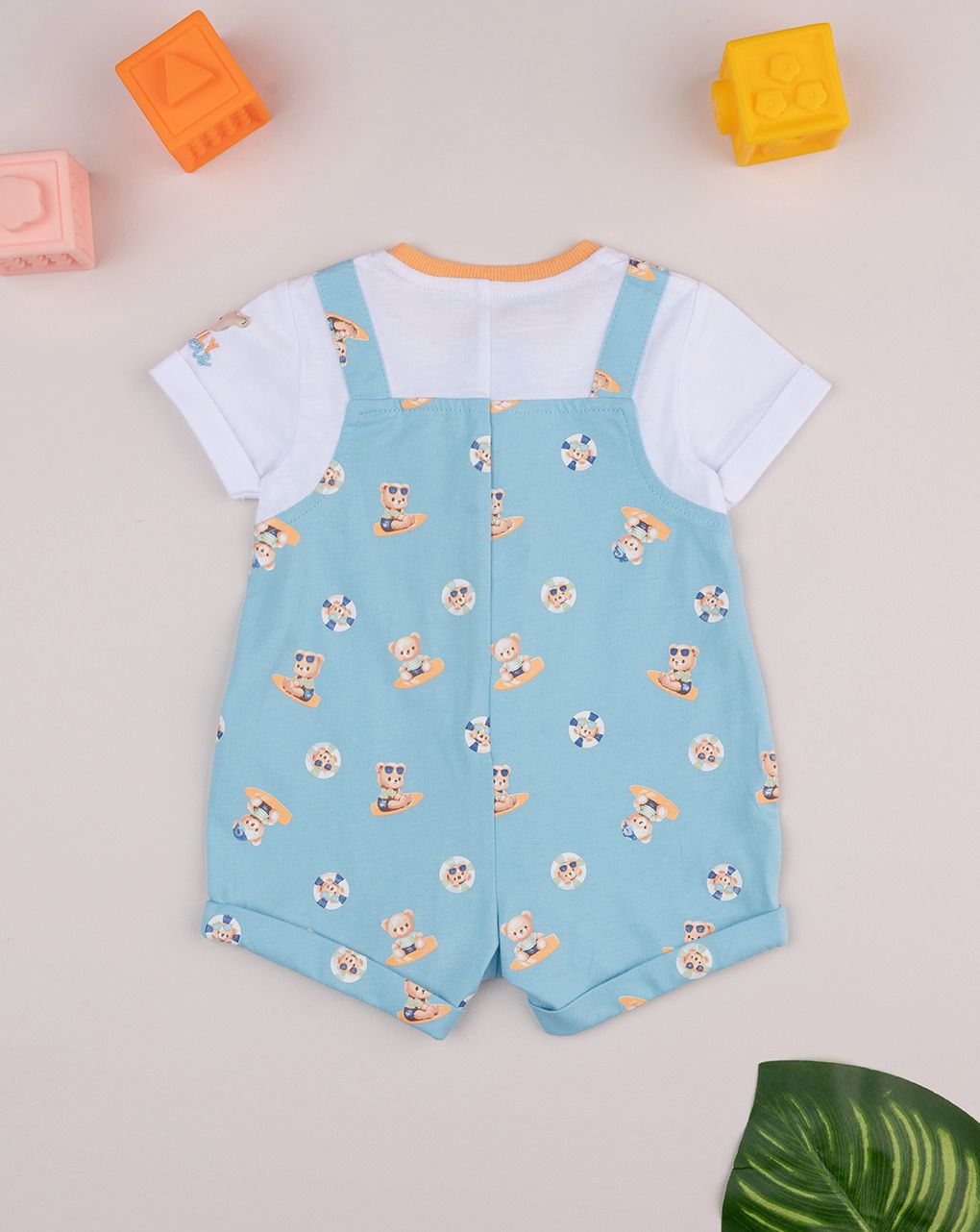 Pagliaccetto bimbo azzurro/bianco con stampa allover