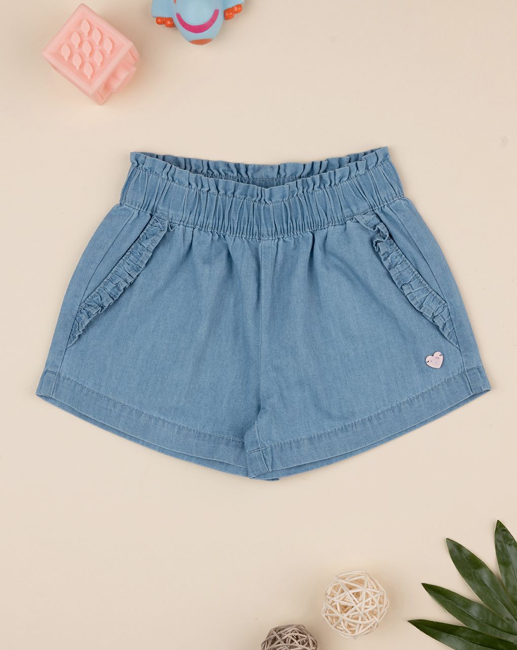 Shorts chambray chiaro bimba