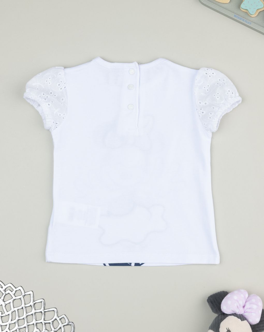 T-shirt bimba minnie maniche sangallo